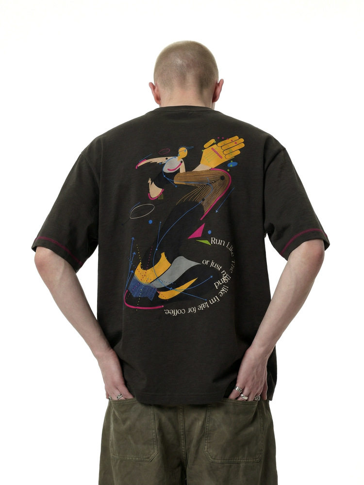 GorgeousBen Men's 230G Heavyweight Cotton T-Shirt, Oversized Sporty Graphic Tee, 2026 Spring/Summer Collection, S-XL