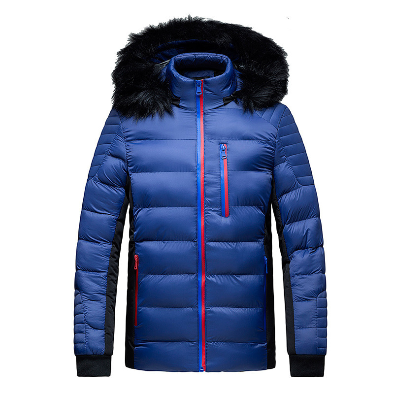 Men's Winter Hooded Detachable Fur Collar Padded Cotton Coat Slim Fit Trendy Jacket Export Casual Men's Winter Wear