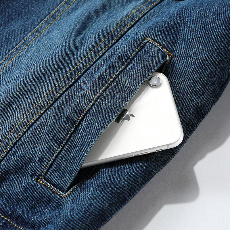 European and American Men's Denim Jackets, Autumn and Winter Fleece-Lined Thickened Jackets, Korean Style Casual Tops, Cross-Border Trendy Small Batch