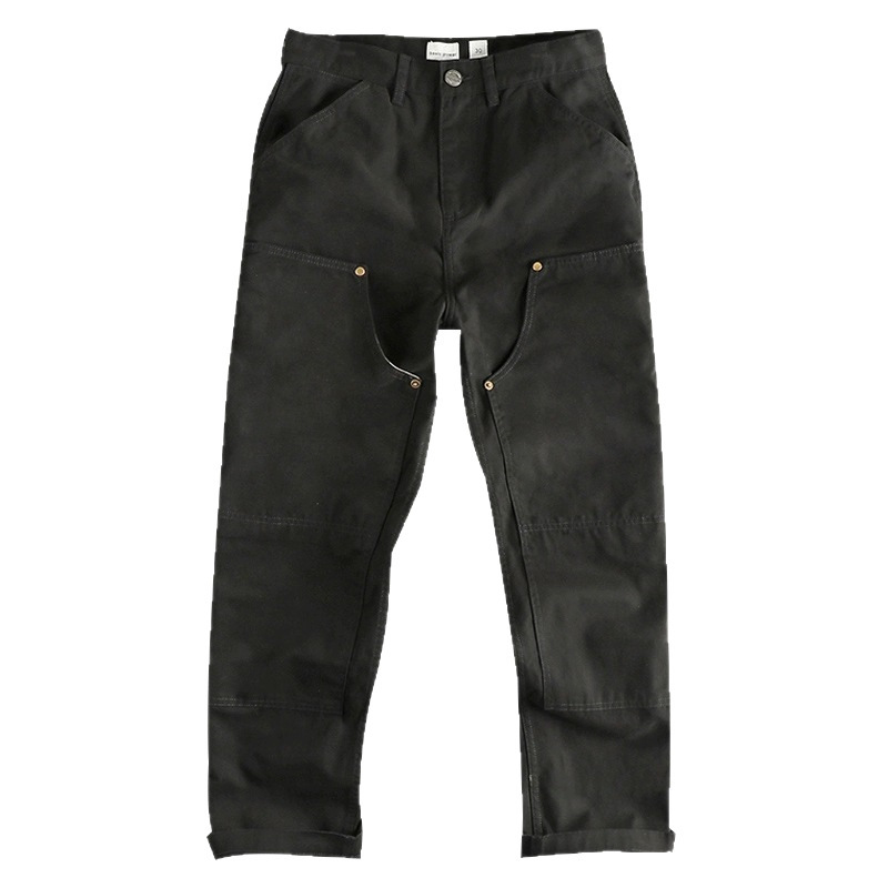 320G Heavy Tight Bead Sail Woven Men's Casual Pants American Retro Trend Stitching Design Sense Workwear Pants