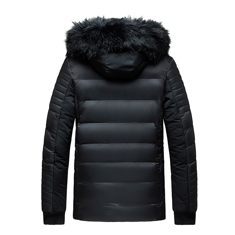 Men's Winter Hooded Detachable Fur Collar Padded Cotton Coat Slim Fit Trendy Jacket Export Casual Men's Winter Wear