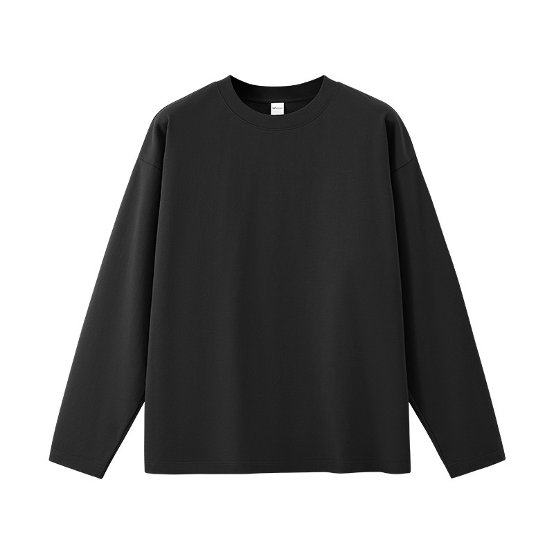 GorgeousBen Men's 260G Heavyweight Sorona Long Sleeve T-Shirt, Oversized Streetwear Crewneck Tee, Breathable Casual Base Layer, S-2XL