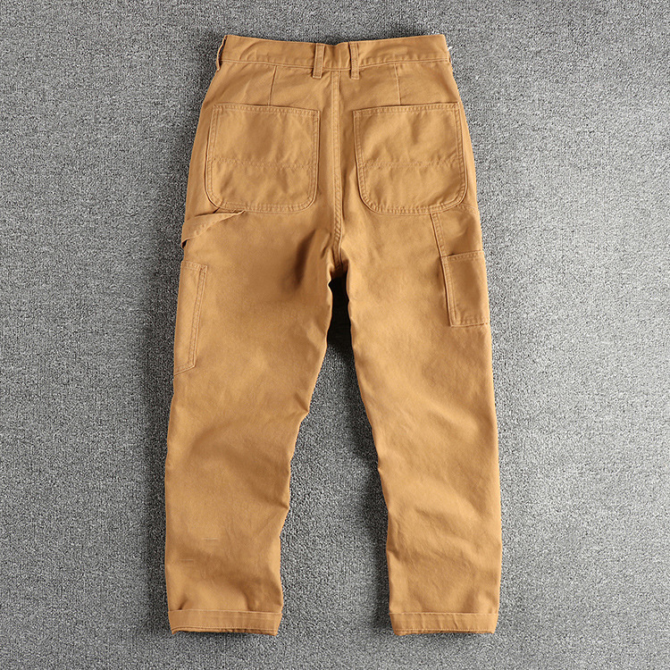 320G Heavy Tight Bead Sail Woven Men's Casual Pants American Retro Trend Stitching Design Sense Workwear Pants