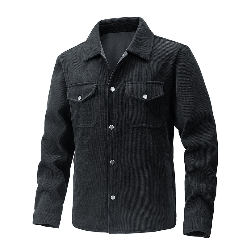 Cross-Border Foreign Trade Jacket Men's Slim Fit Spring and Autumn Short Knitted Men's Shirt Korean Style Double-Sided Jacket for Men