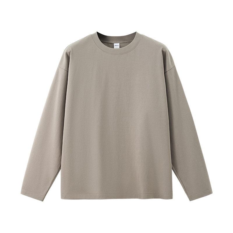 GorgeousBen Men's 260G Heavyweight Sorona Long Sleeve T-Shirt, Oversized Streetwear Crewneck Tee, Breathable Casual Base Layer, S-2XL