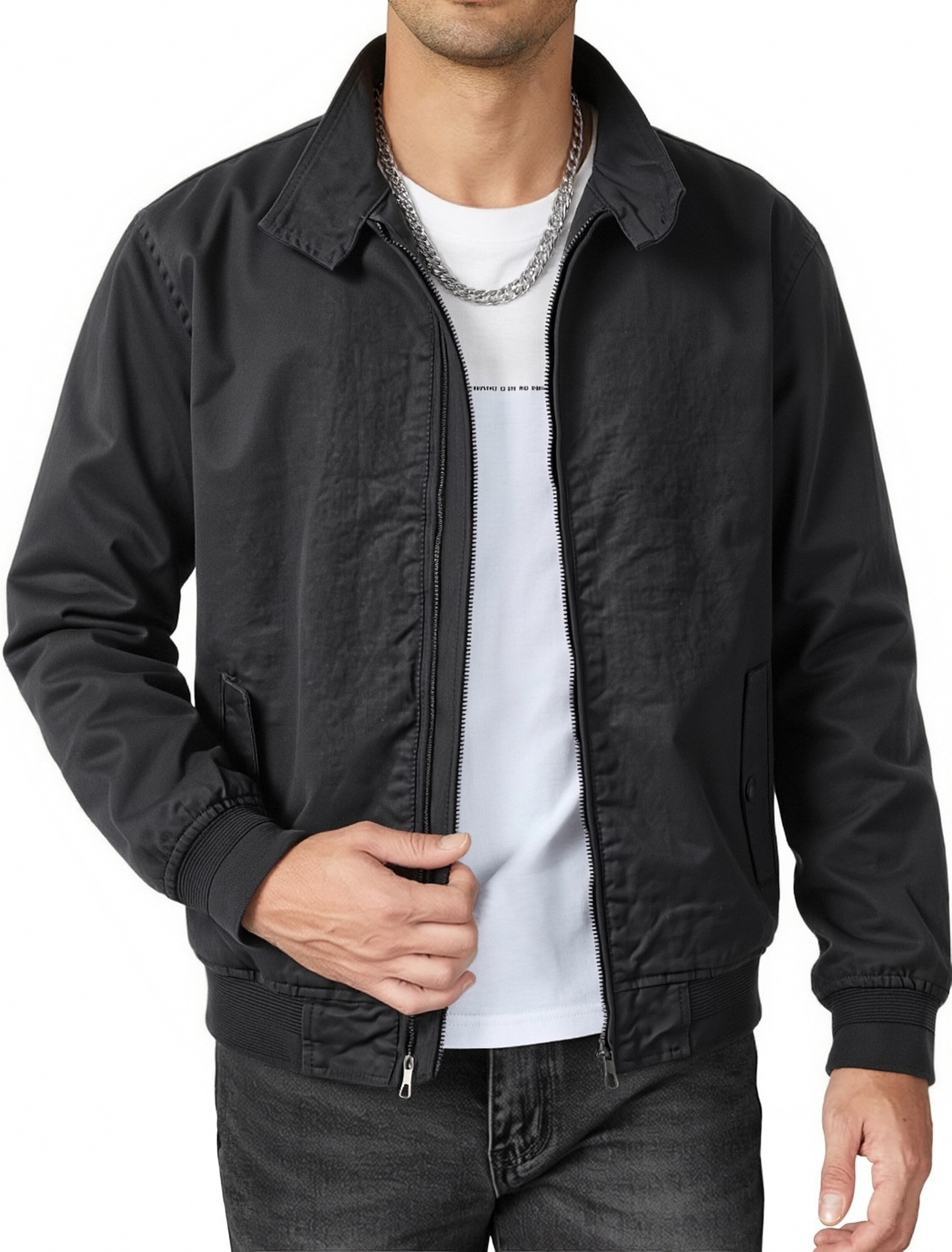 American retro Harrington jacket men's spring and autumn pure cotton washed overalls jacket loose lapel casual top