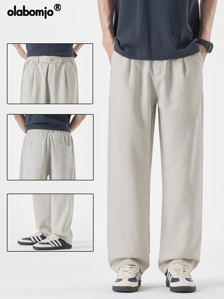 OLA spring and summer New loose casual pants drooping straight men's versatile lyocell linen loose trousers