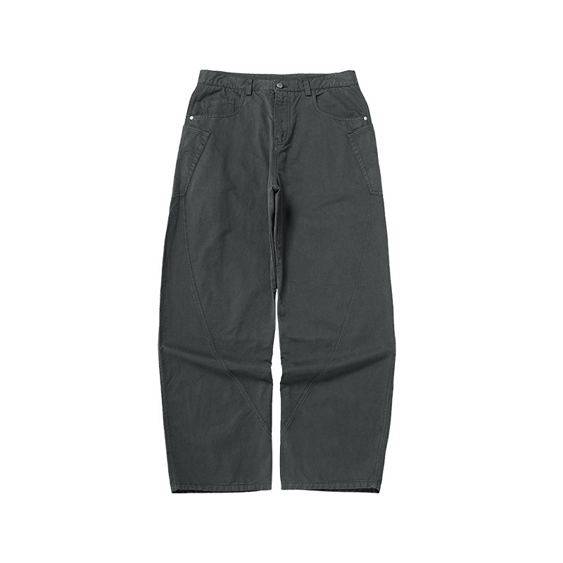 GorgeousBen Men’s 100% Cotton American Vintage Wide Leg Cargo Pants, Loose Baggy Fit Casual Streetwear Trousers for Spring Autumn, Sizes S-XXL