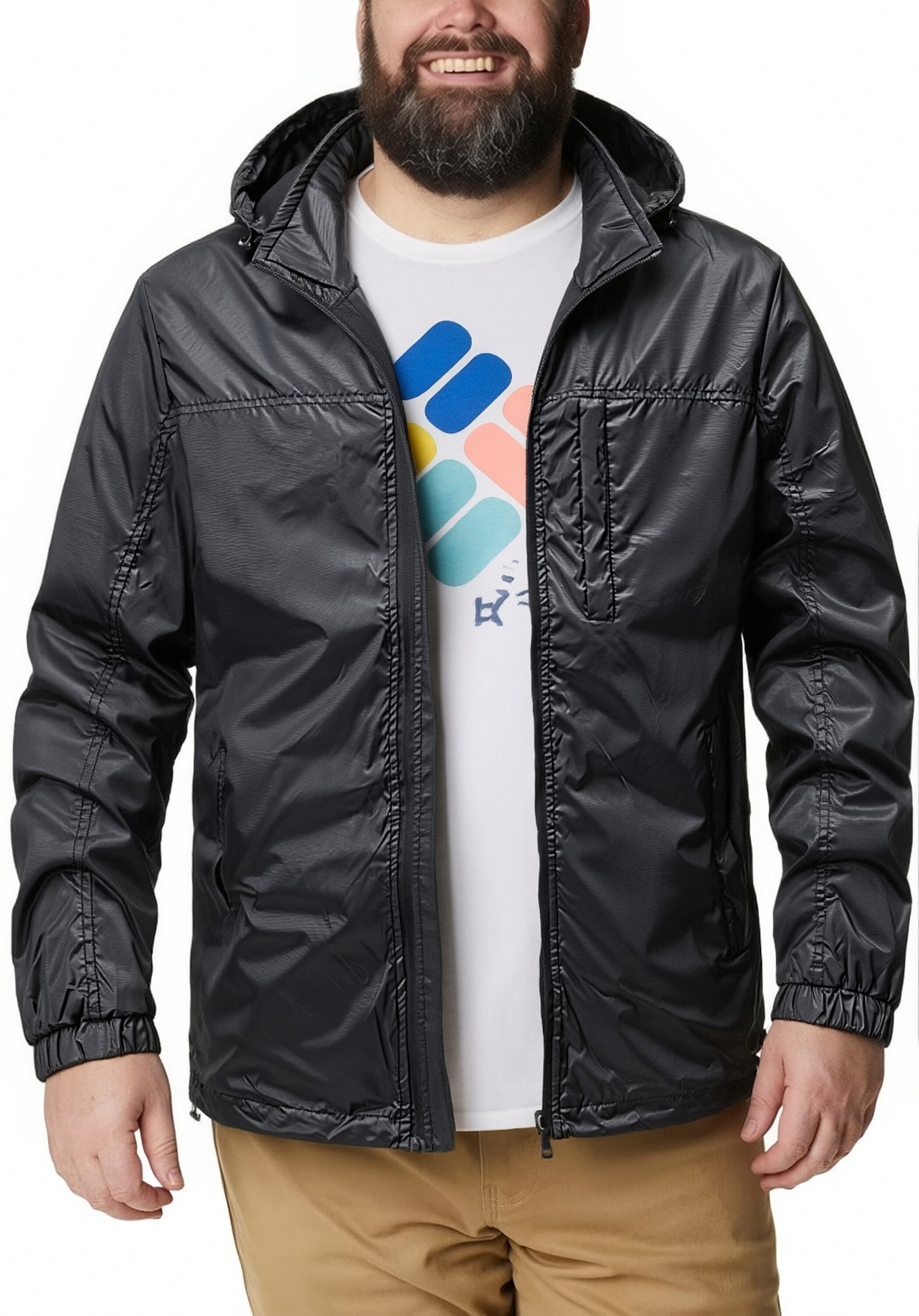 Cross-Border Spring and Autumn Thin Jacket for Men, Single-Layer Trendy Brand Hooded Windbreaker, Outdoor Breathable Street Style American Men's Jacket