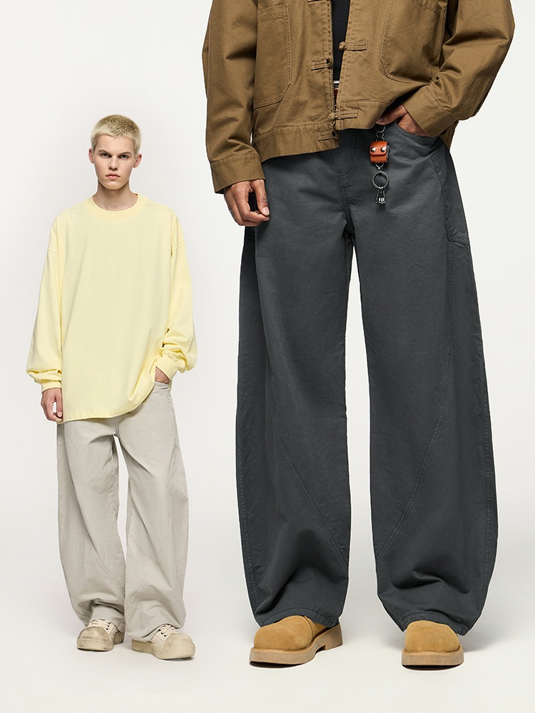 GorgeousBen Men’s 100% Cotton American Vintage Wide Leg Cargo Pants, Loose Baggy Fit Casual Streetwear Trousers for Spring Autumn, Sizes S-XXL