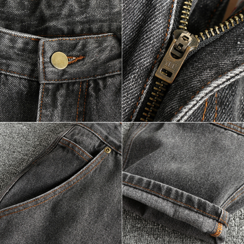 High-Quality Counter Goods Workwear Design Men's Logging Jeans Washed and Distressed Trendyy Straight Tapered Pants