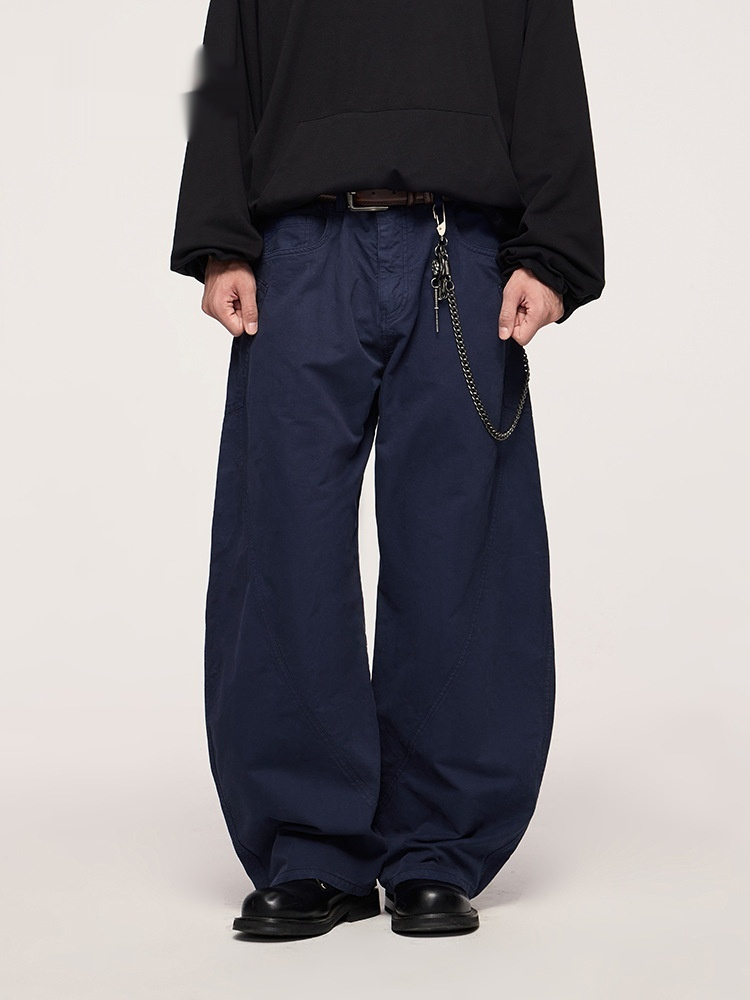 GorgeousBen Men’s 100% Cotton American Vintage Wide Leg Cargo Pants, Loose Baggy Fit Casual Streetwear Trousers for Spring Autumn, Sizes S-XXL