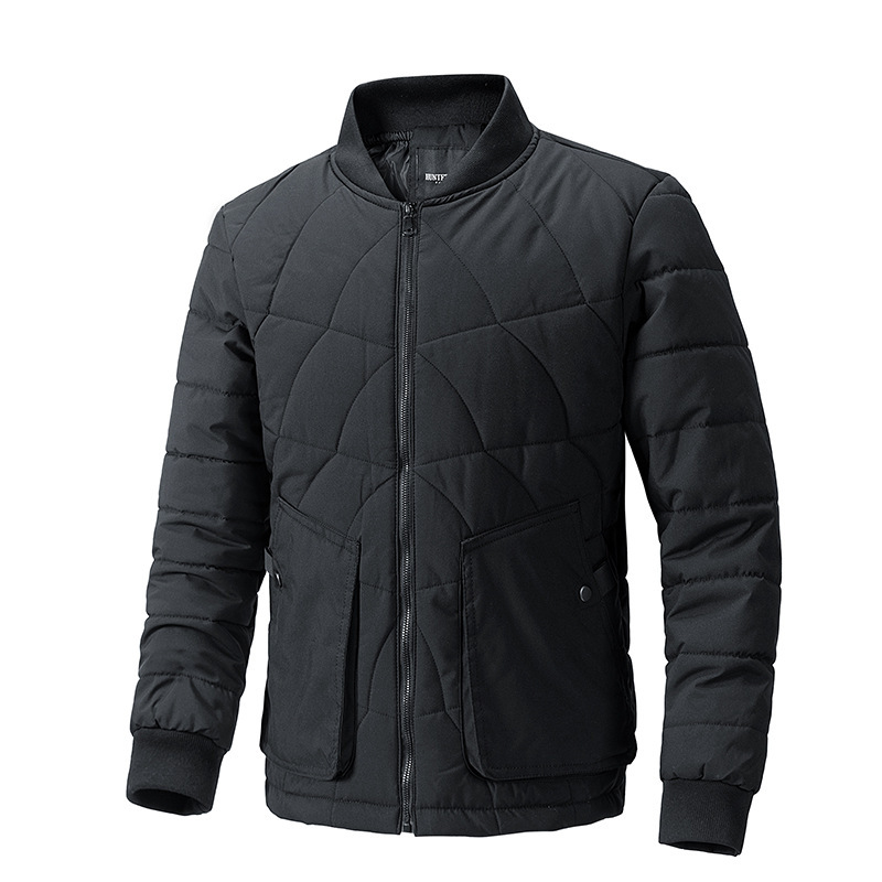 Cross-Border Stand-Up Collar Plus Velvet Plaid Cotton Outwear Men's Thick Warm Outwear Casual Trendy Jacket Men's Korean Style Clothes Autumn and Winter Men's