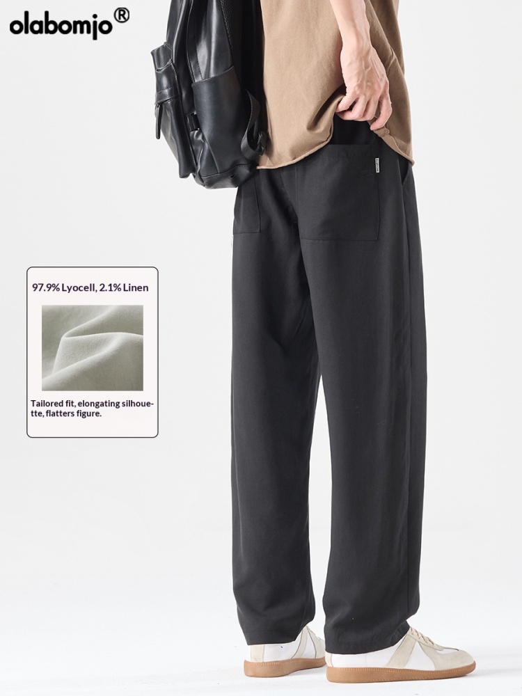 OLA spring and summer New loose casual pants drooping straight men's versatile lyocell linen loose trousers
