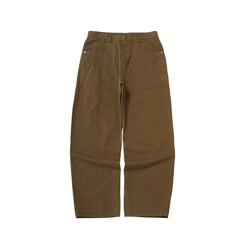 GorgeousBen Men’s 100% Cotton American Vintage Wide Leg Cargo Pants, Loose Baggy Fit Casual Streetwear Trousers for Spring Autumn, Sizes S-XXL