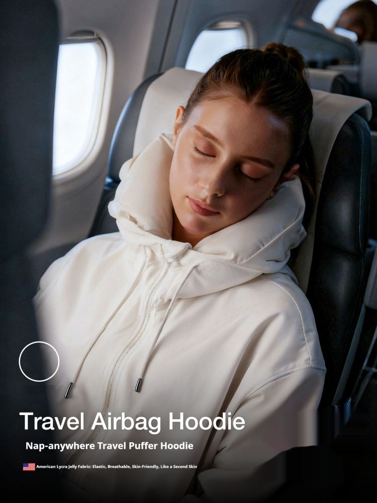 GorgeousBen Men’s 350G Lycra Travel Airbag Hoodie, Thickened Loose Fit Zip-Up Sweatshirt for Winter Casual Streetwear, Sizes S-XXL