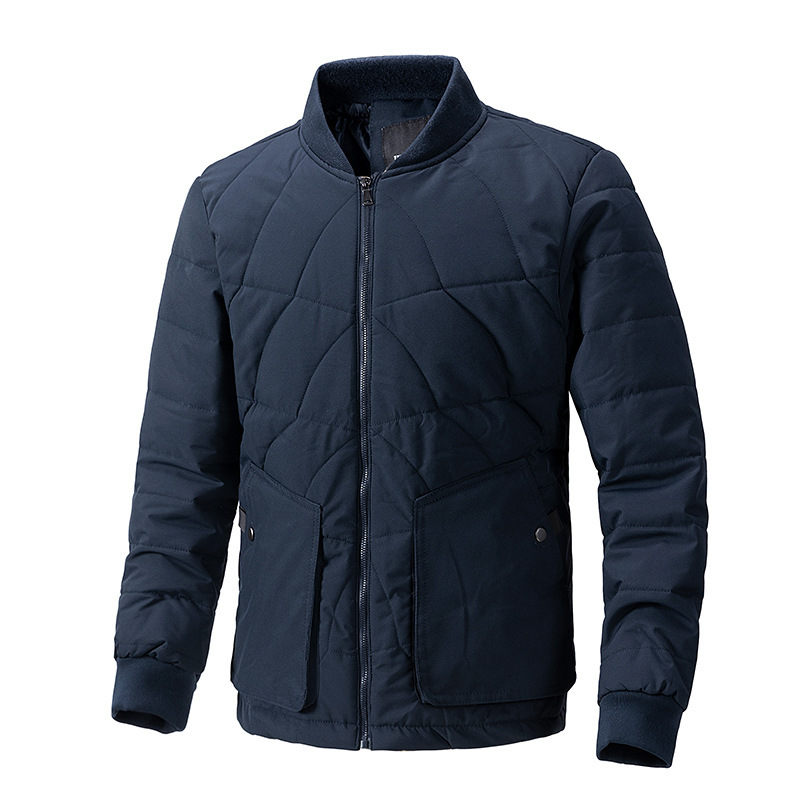 Cross-Border Stand-Up Collar Plus Velvet Plaid Cotton Outwear Men's Thick Warm Outwear Casual Trendy Jacket Men's Korean Style Clothes Autumn and Winter Men's