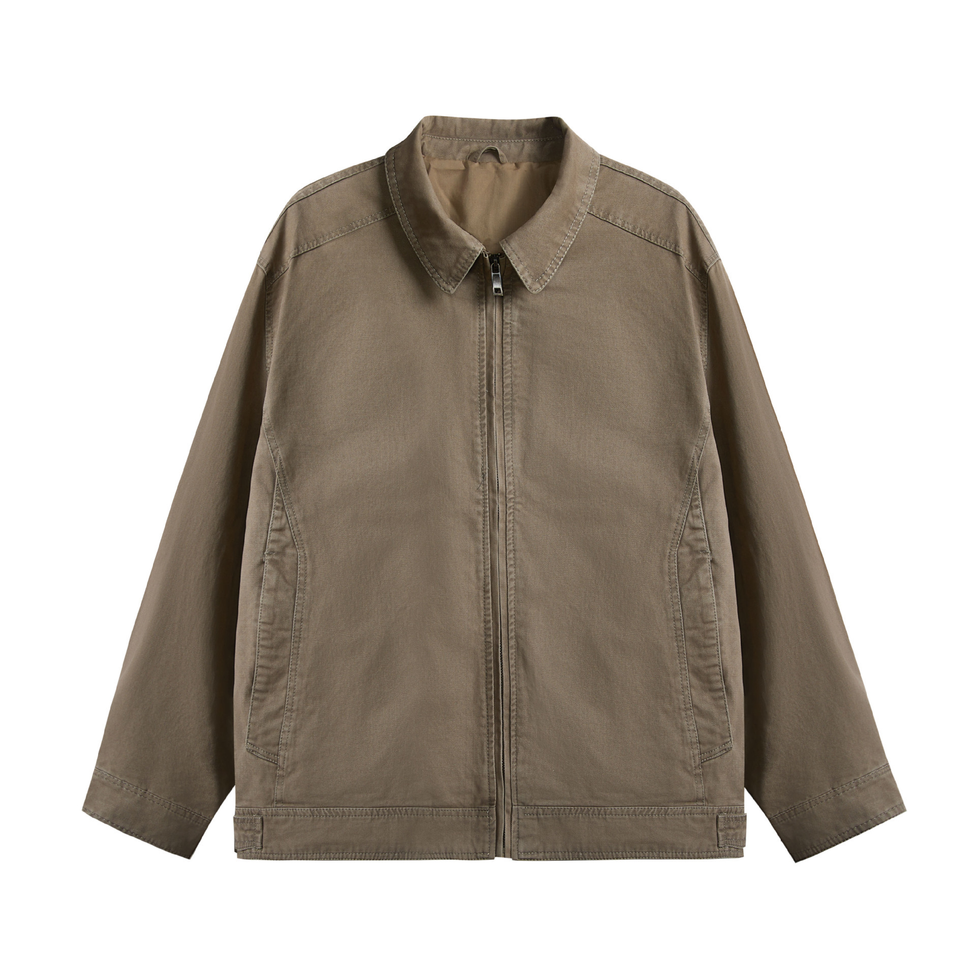 Retro worn looking washed-out workwear jacket men's loose lapels casual jacket spring and autumn solid color versatile top