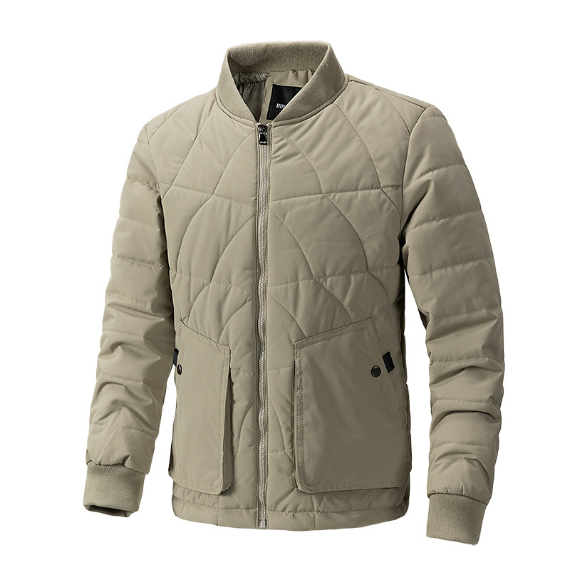 Cross-Border Stand-Up Collar Plus Velvet Plaid Cotton Outwear Men's Thick Warm Outwear Casual Trendy Jacket Men's Korean Style Clothes Autumn and Winter Men's