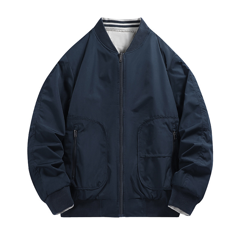 Cross-border baseball jacket men's autumn and winter 2026 new cotton retro double-sided casual pilot jacket tooling