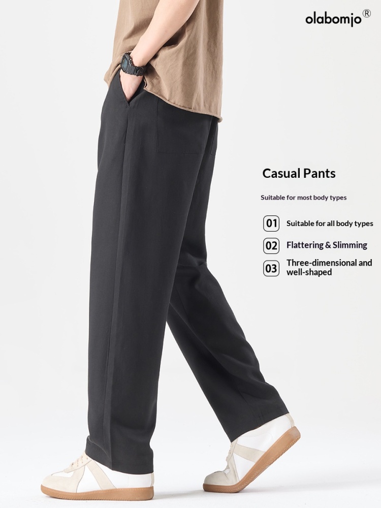 OLA spring and summer New loose casual pants drooping straight men's versatile lyocell linen loose trousers