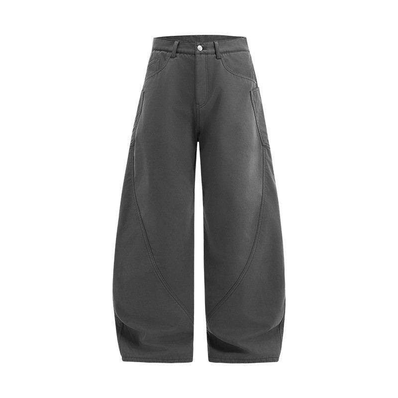 GorgeousBen Men’s 100% Cotton American Vintage Wide Leg Cargo Pants, Loose Baggy Fit Casual Streetwear Trousers for Spring Autumn, Sizes S-XXL