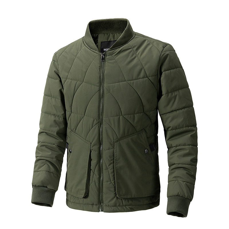 Cross-Border Stand-Up Collar Plus Velvet Plaid Cotton Outwear Men's Thick Warm Outwear Casual Trendy Jacket Men's Korean Style Clothes Autumn and Winter Men's