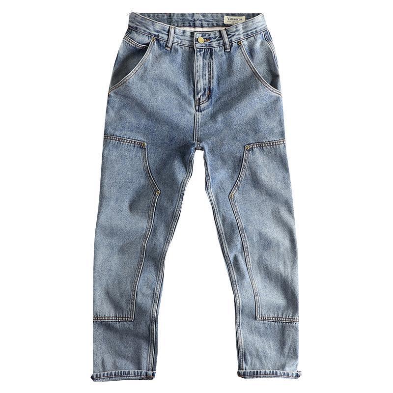 High-Quality Counter Goods Workwear Design Men's Logging Jeans Washed and Distressed Trendyy Straight Tapered Pants