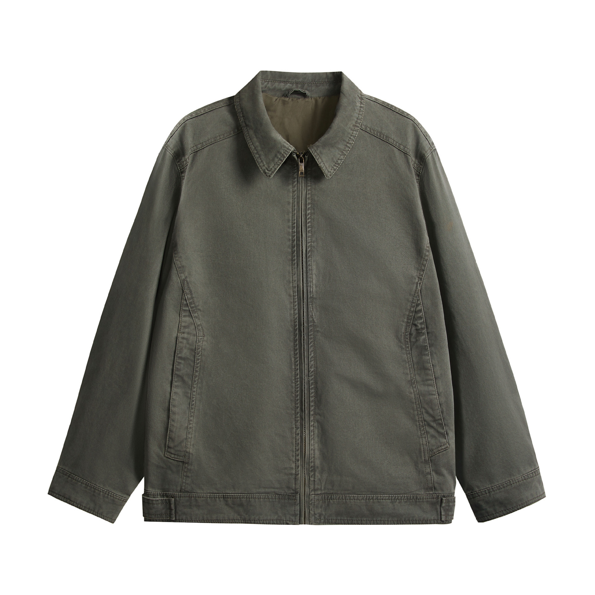 Retro worn looking washed-out workwear jacket men's loose lapels casual jacket spring and autumn solid color versatile top