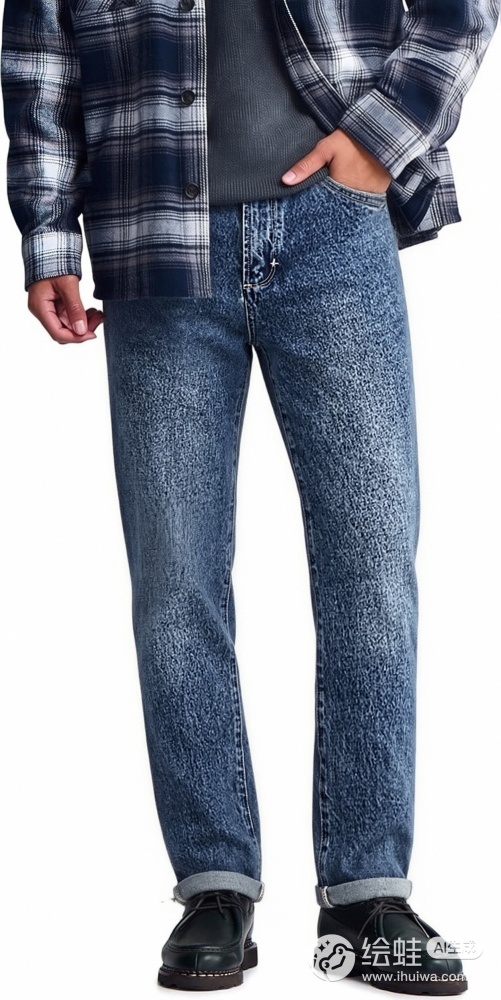 GorgeousBen Men's Retro Washed Straight Leg Non-Stretch Denim Pants