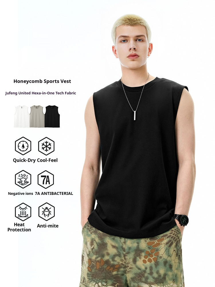 GorgeousBen Men's 240G Cool Quick-Dry Mesh Tank Top, 7A Antibacterial Sport Vest