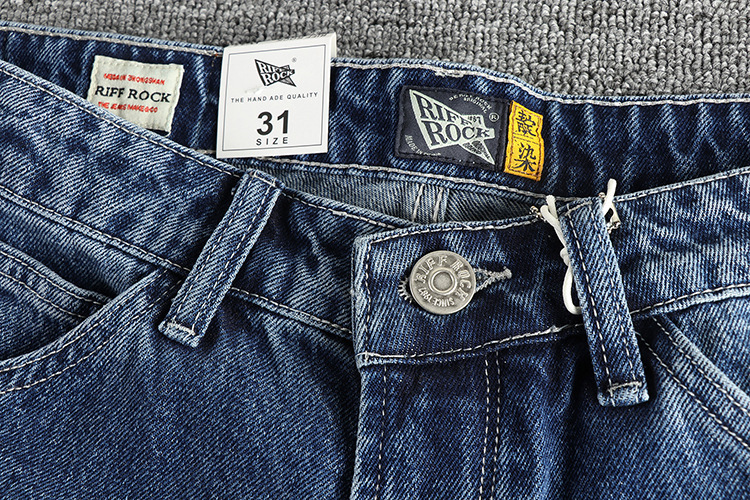 New High-end Foreign Trade Water-washed Blue Jeans Men's American Style Casual Retro Trendy Straight Non-elastic Youth Long Pants