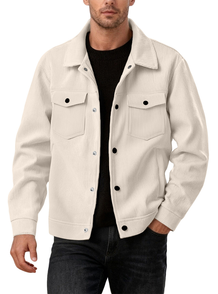 European and American Style Corduroy Single-Breasted Trendy Lapel Long-Sleeve Shirt Pocket Jacket Men's Sports Casual Jacket