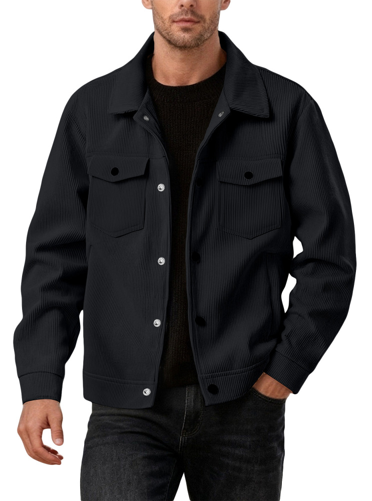 European and American Style Corduroy Single-Breasted Trendy Lapel Long-Sleeve Shirt Pocket Jacket Men's Sports Casual Jacket