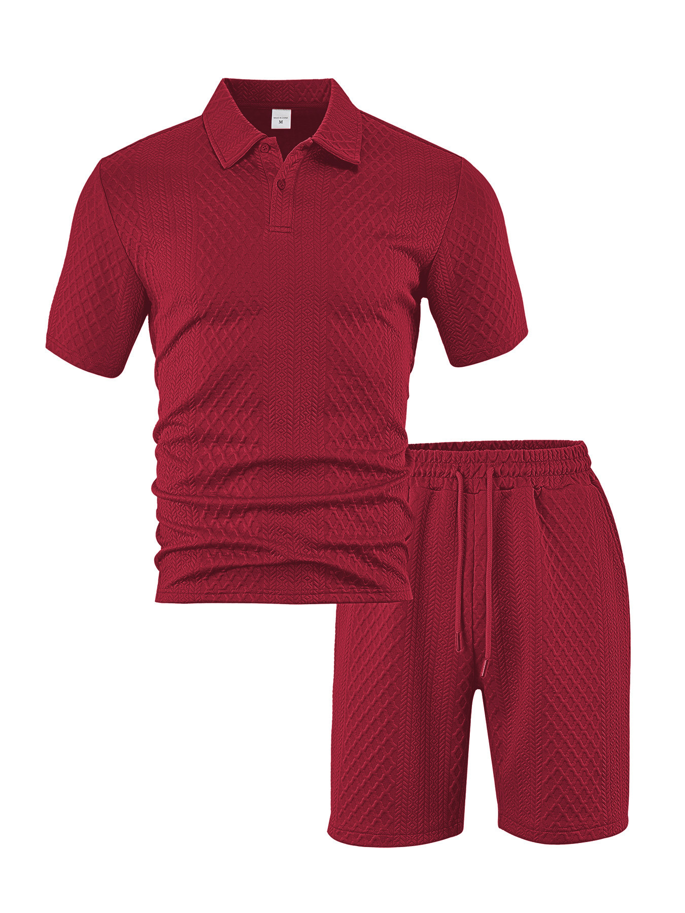New European and American Cross-Border Men's Jacquard Fabric Polo Summer Thin Plaid Casual Sports Short-Sleeved Suit for Men
