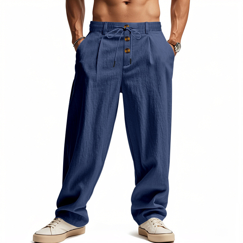 New Amazon In-Stock Autumn Cotton-Linen Casual Pants, Export Wish Breathable Loose Straight Quick-Dry Linen Trousers
