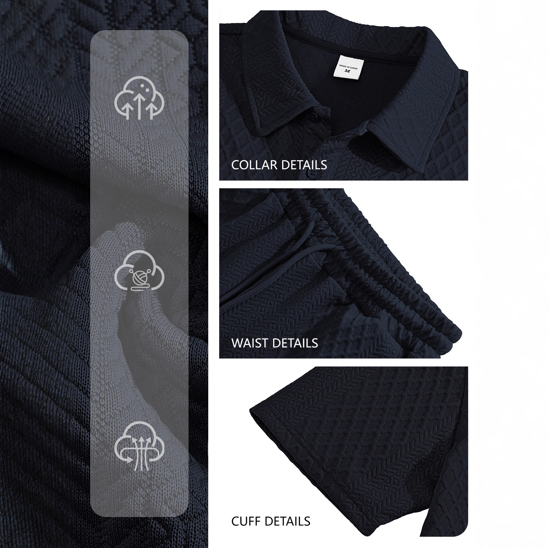 New European and American Cross-Border Men's Jacquard Fabric Polo Summer Thin Plaid Casual Sports Short-Sleeved Suit for Men