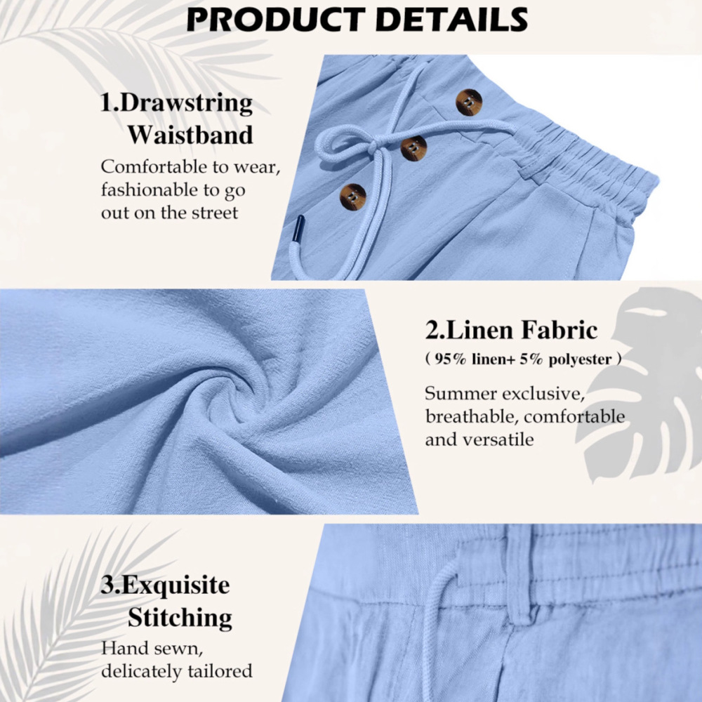 New Amazon In-Stock Autumn Cotton-Linen Casual Pants, Export Wish Breathable Loose Straight Quick-Dry Linen Trousers