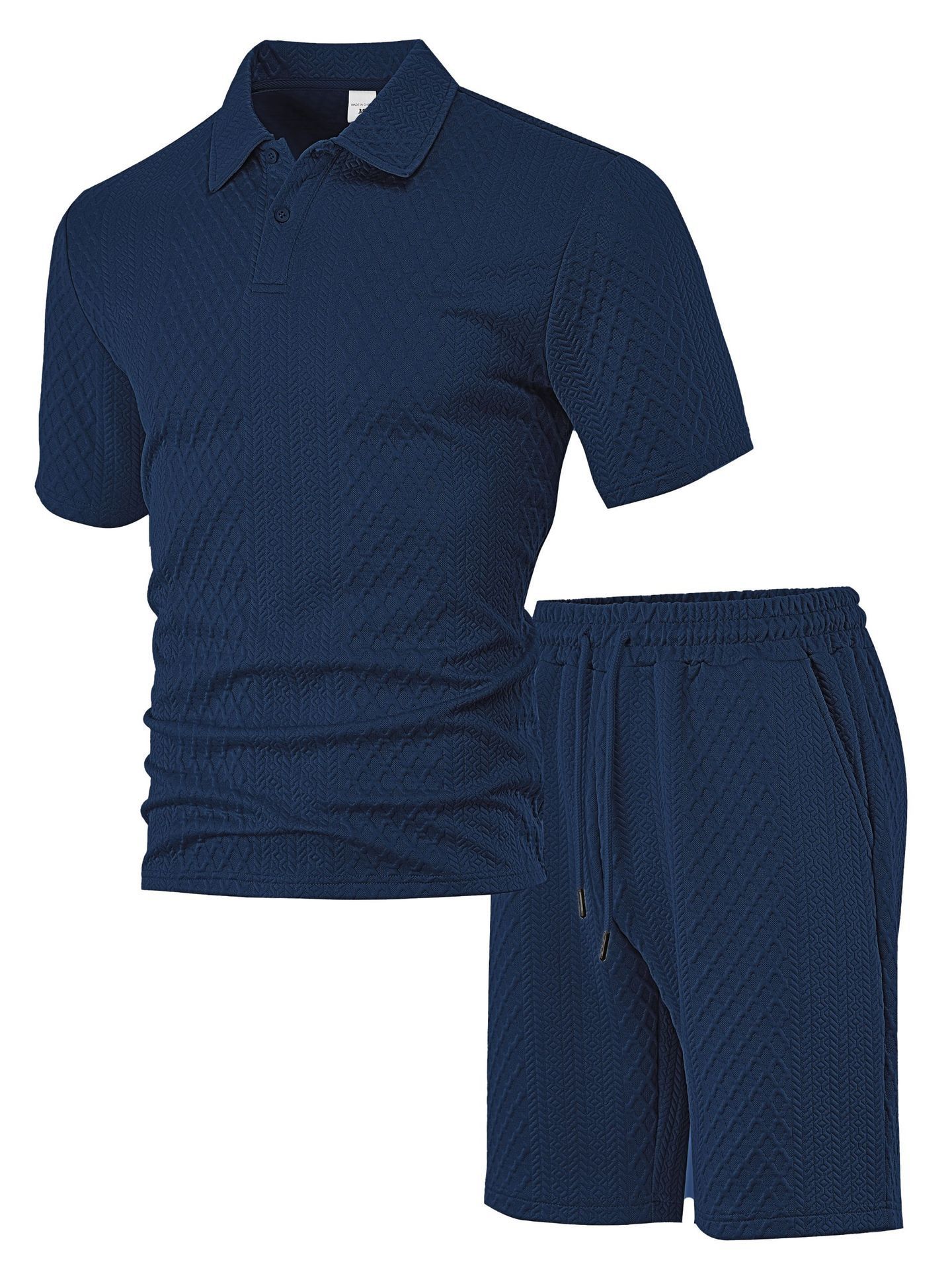 New European and American Cross-Border Men's Jacquard Fabric Polo Summer Thin Plaid Casual Sports Short-Sleeved Suit for Men