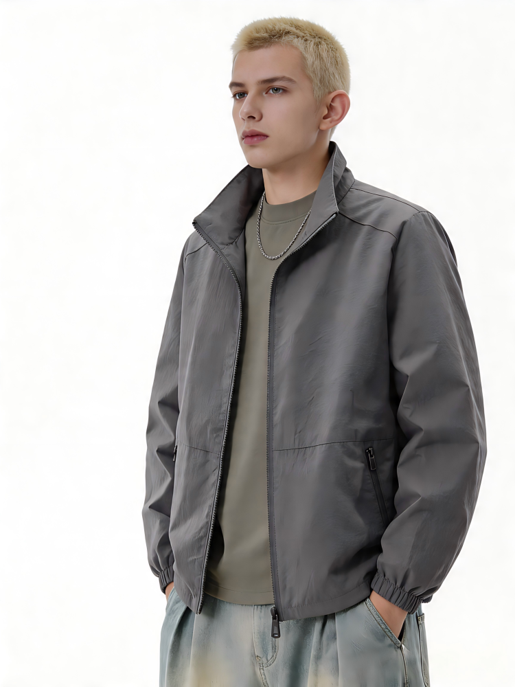 Men's Lightweight Outdoor Jacket GorgeousBen Water Resistant Windproof Stand Collar Casual Coat