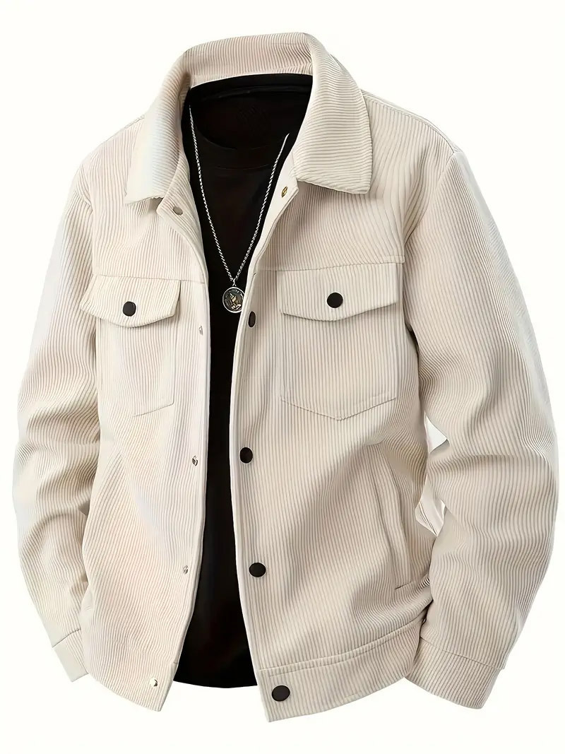 European and American Cross-Border Amazon Corduroy Single-Breasted Casual Collar Long-Sleeve Shirt Casual Sports Trendy Pocket Jacket for Men
