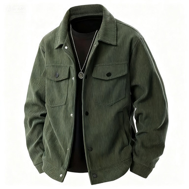European and American Cross-Border Amazon Corduroy Single-Breasted Casual Collar Long-Sleeve Shirt Casual Sports Trendy Pocket Jacket for Men