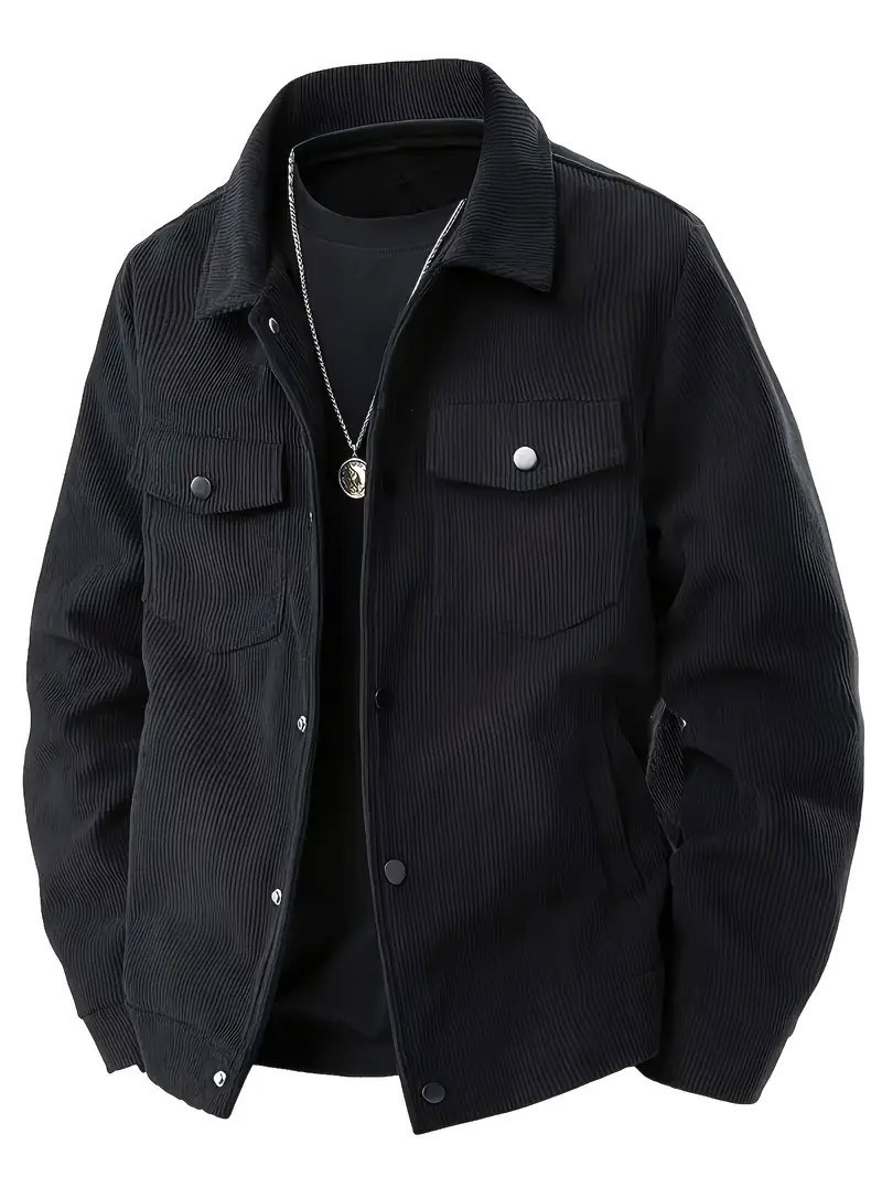 European and American Cross-Border Amazon Corduroy Single-Breasted Casual Collar Long-Sleeve Shirt Casual Sports Trendy Pocket Jacket for Men