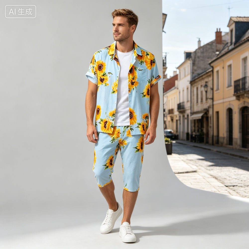 GorgeousBen Men's Casual Short Sleeve Shirt, Spring Autumn Fashion Shirt, Turn-Down Collar Shirt, Men's Fashion Casual Shirt