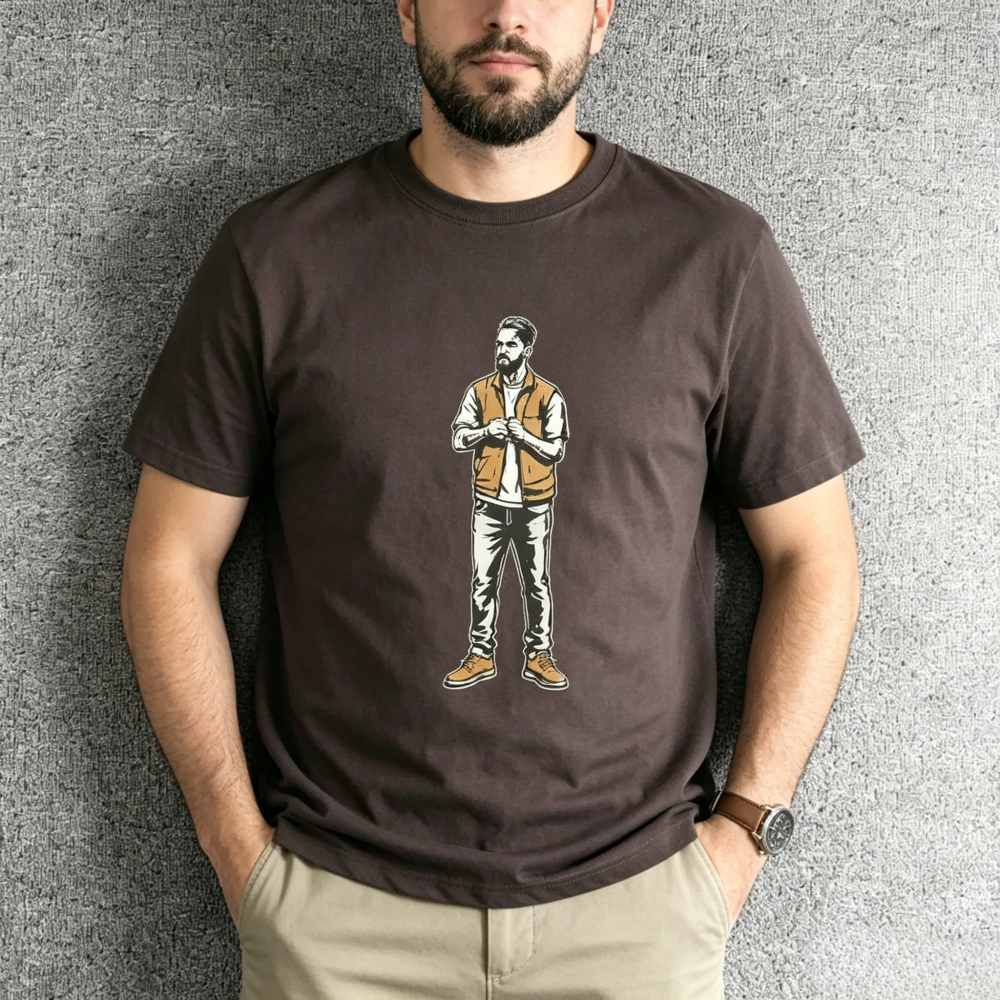 GorgeousBen Men's Tony Element Graphic T-Shirt Cotton Washed Brushed American Retro Summer Youth Tee