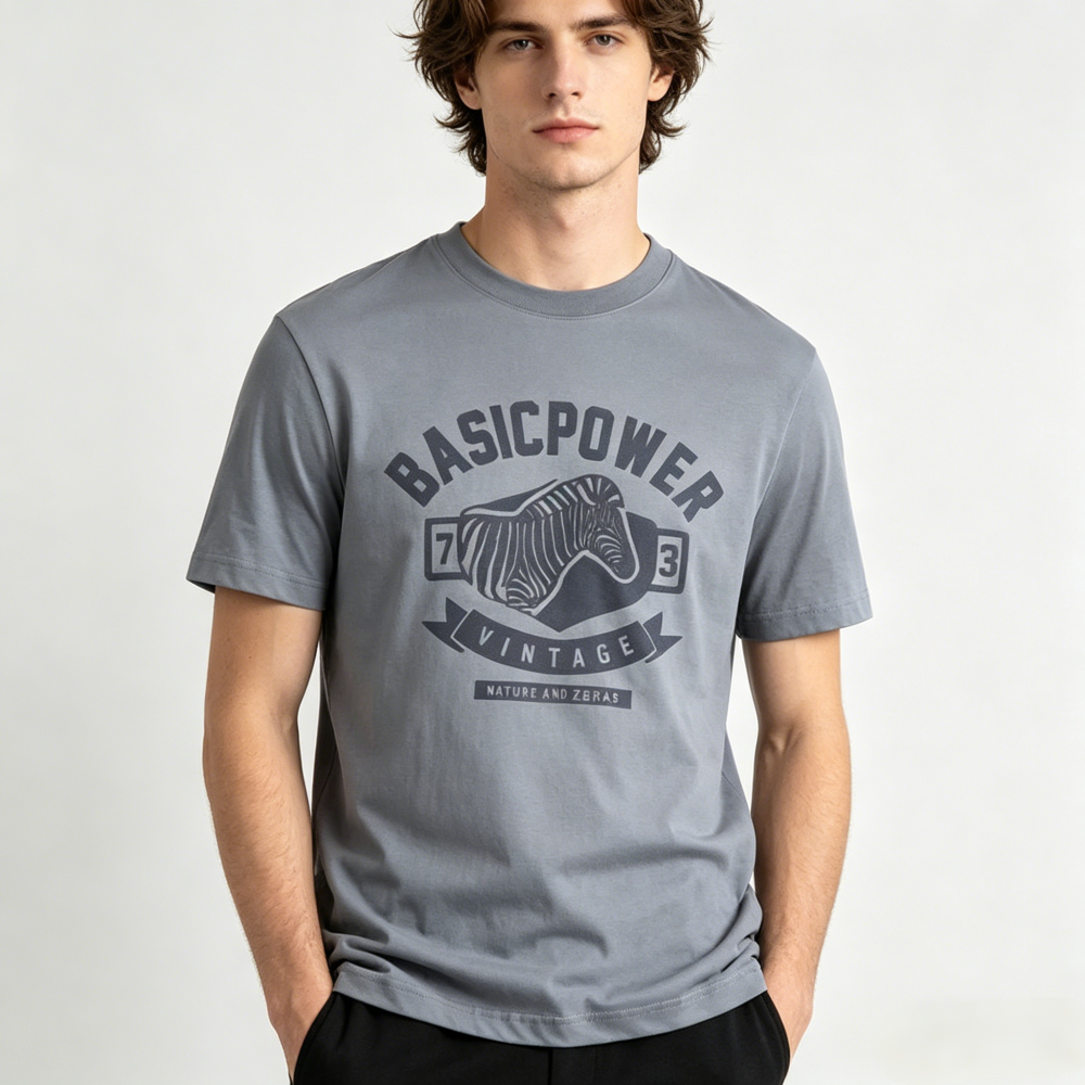 GorgeousBen Unisex Flocked Zebra Graphic T-Shirt American Retro Cotton Summer New Arrival