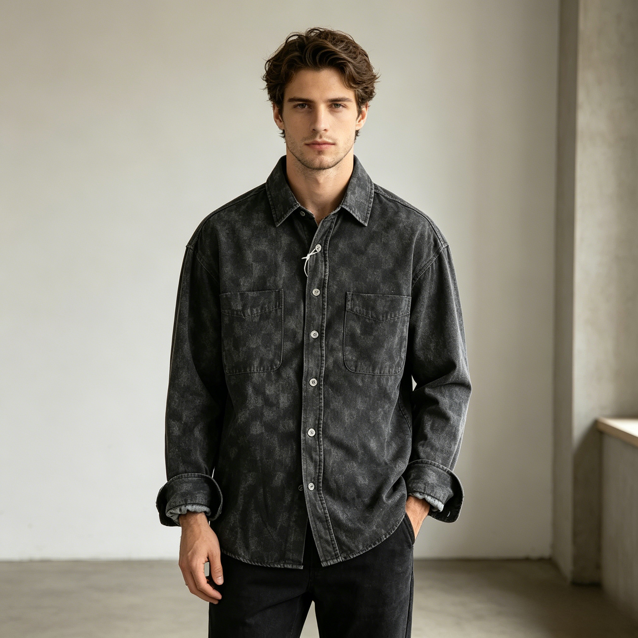 GorgeousBen New Arrival American Retro Streetwear Plaid Denim Shirt Loose Fit Unisex Spring Autumn Lightweight Versatile Outerwear