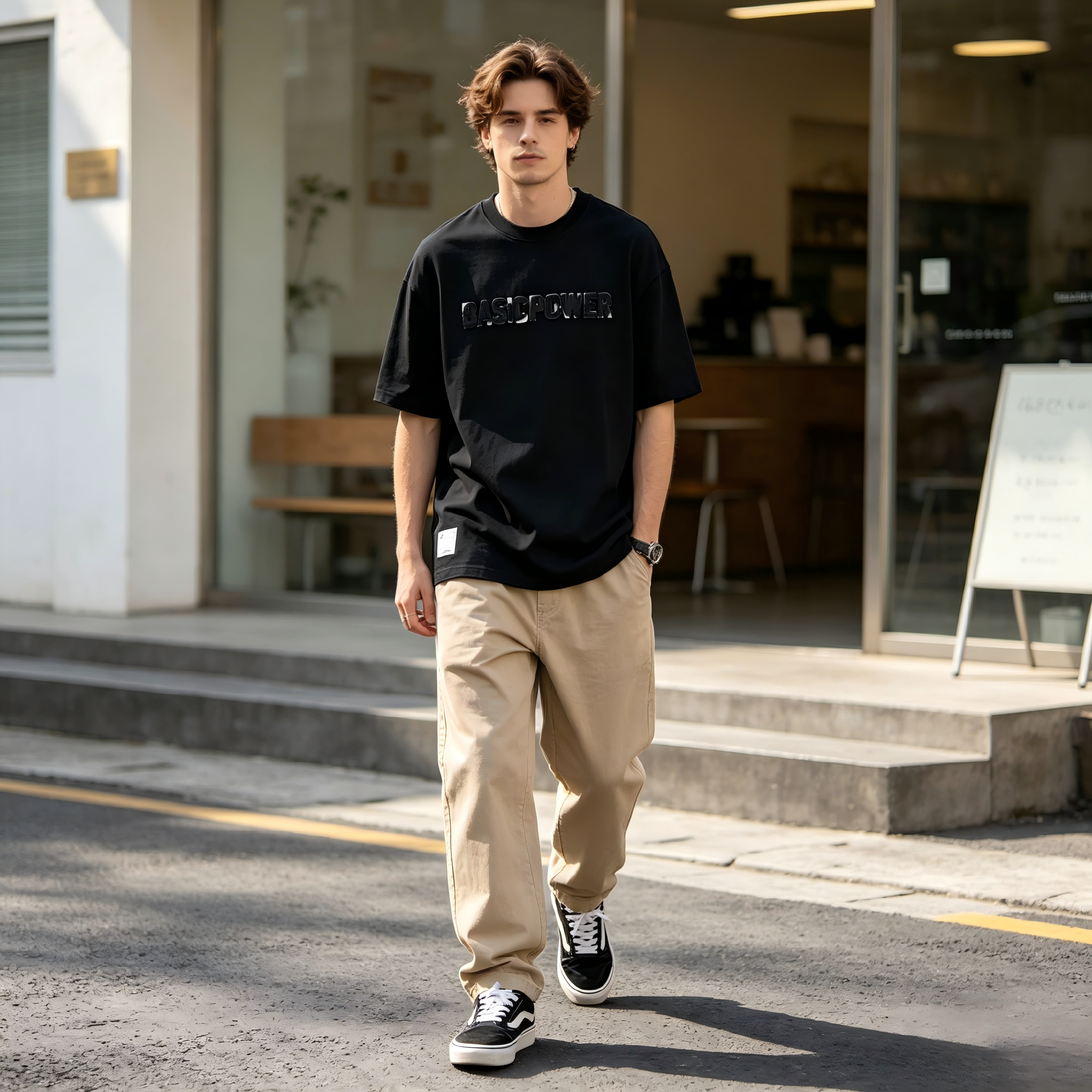 GorgeousBen Unisex Heavyweight Retro Washed Distressed T-Shirt | Applique Letter Graphic High Street Summer Short Sleeve