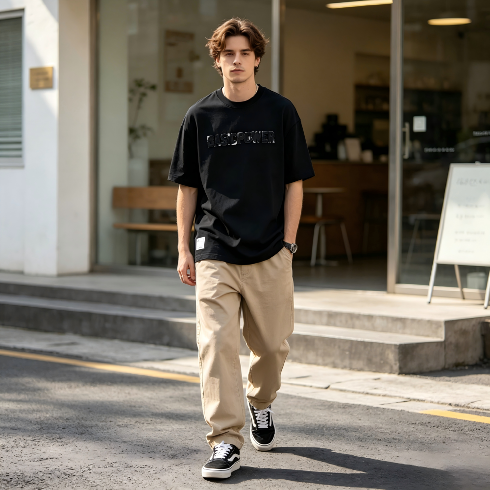 GorgeousBen Unisex Heavyweight Retro Washed Distressed T-Shirt | Applique Letter Graphic High Street Summer Short Sleeve
