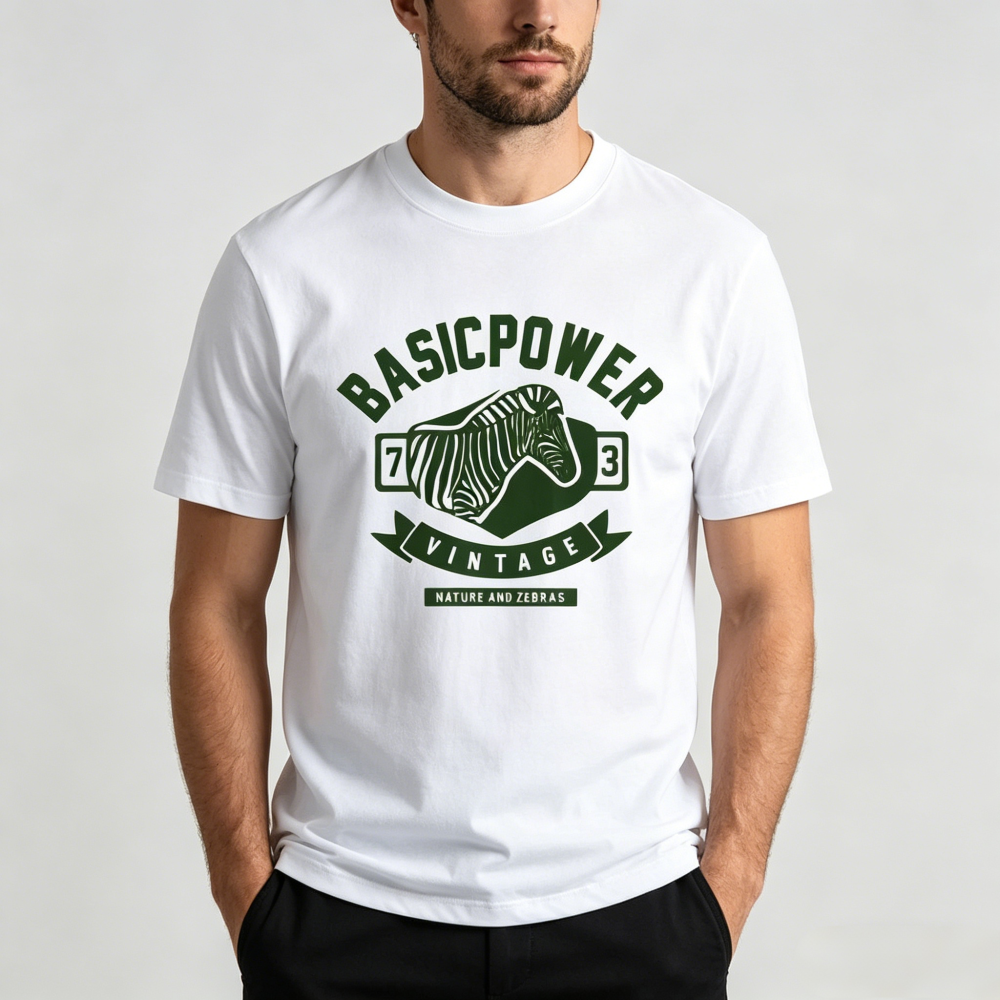 GorgeousBen Unisex Flocked Zebra Graphic T-Shirt American Retro Cotton Summer New Arrival